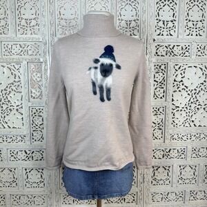 Lands End Tan 100% Merino Wool‎ Turtleneck Baby Lamb Sweater Womens Medium